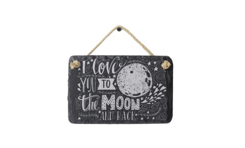 To The Moon & Back Welsh Slate Sign